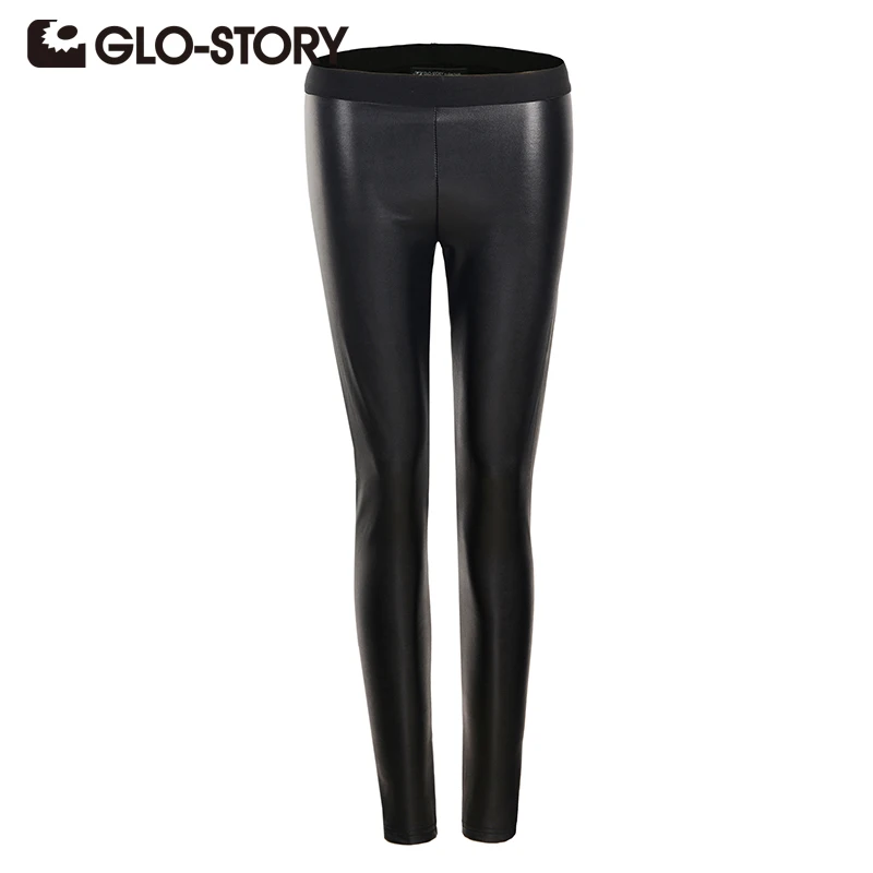 Женские черные сексуальные брюки карандаш из искусственной кожи с заниженной