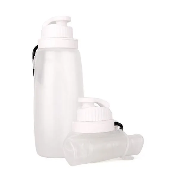 Белый 320 ml Портативный мини-силиконовые складная бутылка для воды с веревкой Открытый Спорт Путешествия детские бутылочки BPA бесплатно - Цвет: Белый