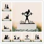 Смешанный Забавный стильный Топпер для свадебного торта, топпер для жениха и невесты MR  Mrs, черное акриловое украшение для торта