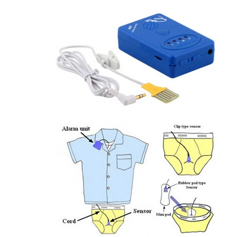

Baby Wet Reminder Baby Bedwetting Enuresis Urine Bed Wetting Alarm +Sensor With Clamp Blue