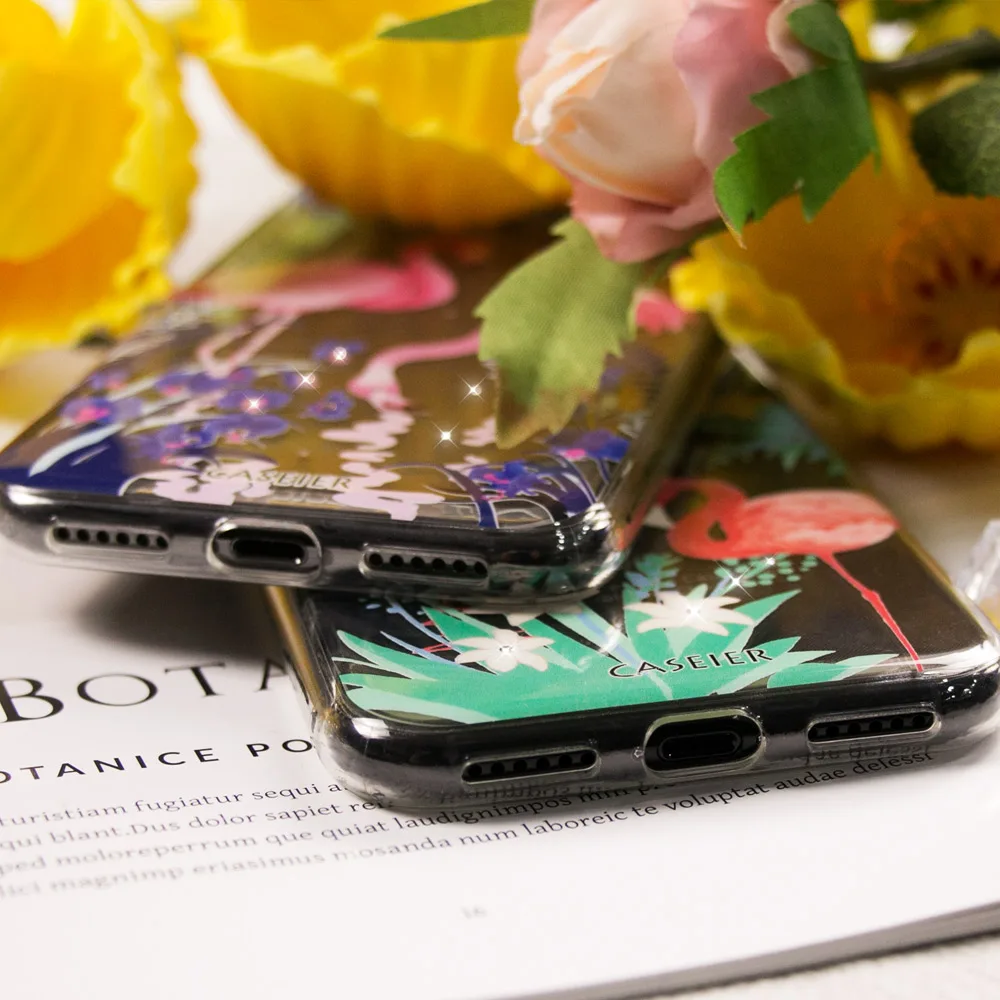 Caseier блестящий чехол для телефона iPhone 7 8 6 6s Plus силиконовый со стразами X 5 5S SE Fundas