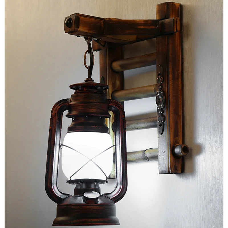Настенный керосиновый светильник в стиле ретро настенный из бамбукового дерева