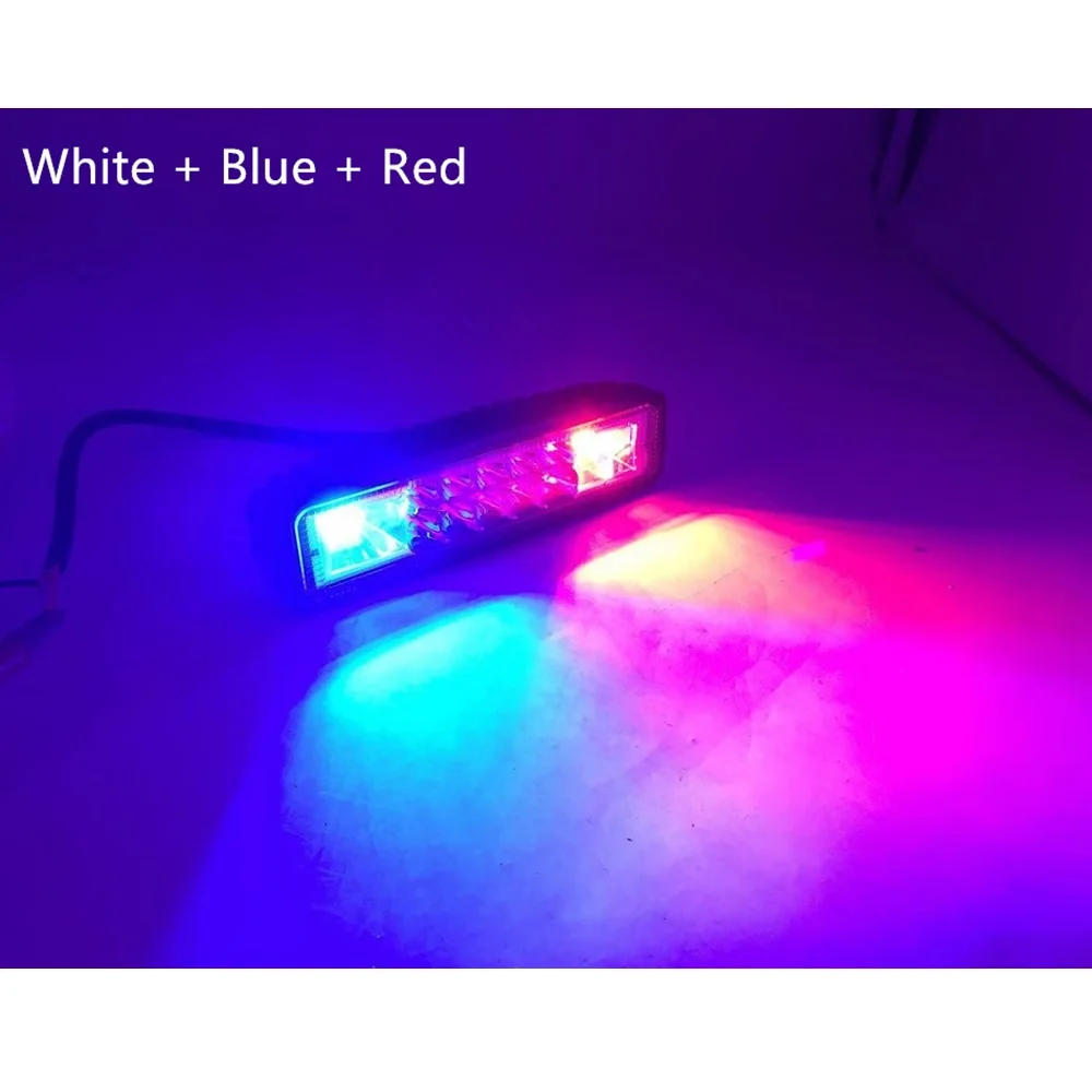 White With Blue Red 2 шт. 12V 24V автомобиль 24 Вт 6 дюймов Led Предупреждение аварийный светильник со стробоскопической вспышкой светильник бар для вилочного погрузчика машинками) UTV Jeep пикап мотоциклы - Цвет: White With Blue Red