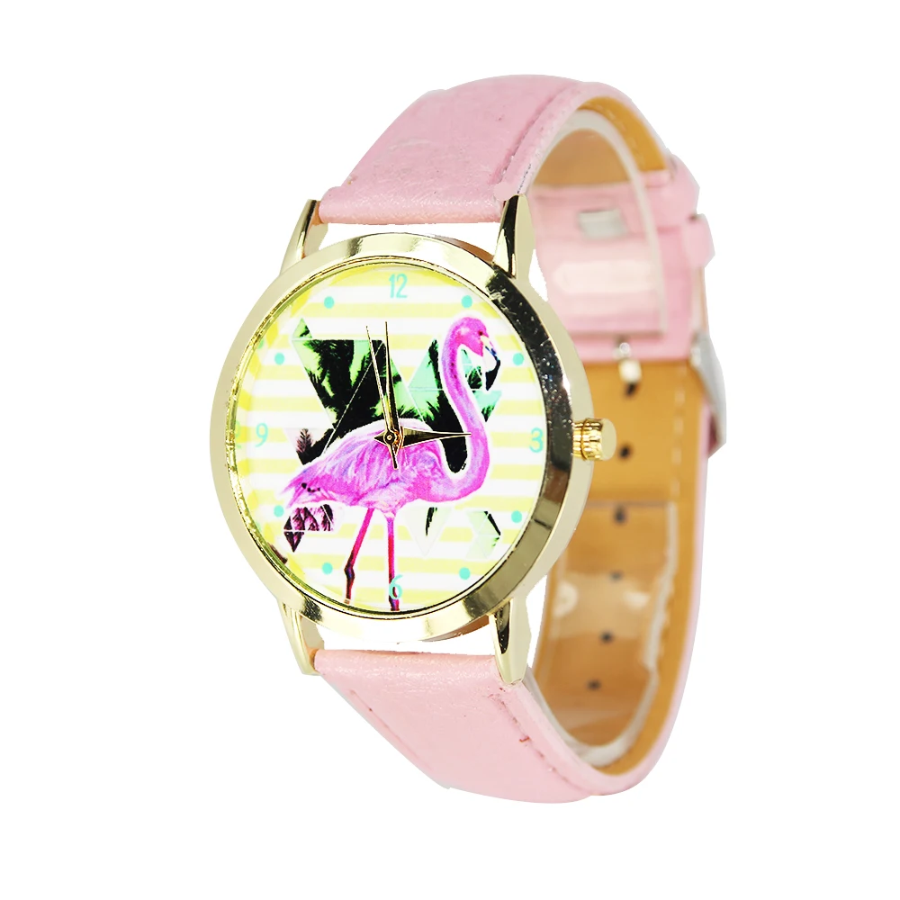 Women's watches pink ostrich watch student digital hour Digital leather strap ladies quartz Stainless steel dial | Наручные часы