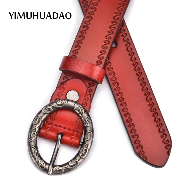 Fashion female genuine cow leather belt high quality belts with vintage pin buckle for ladies customized women's waistband . |