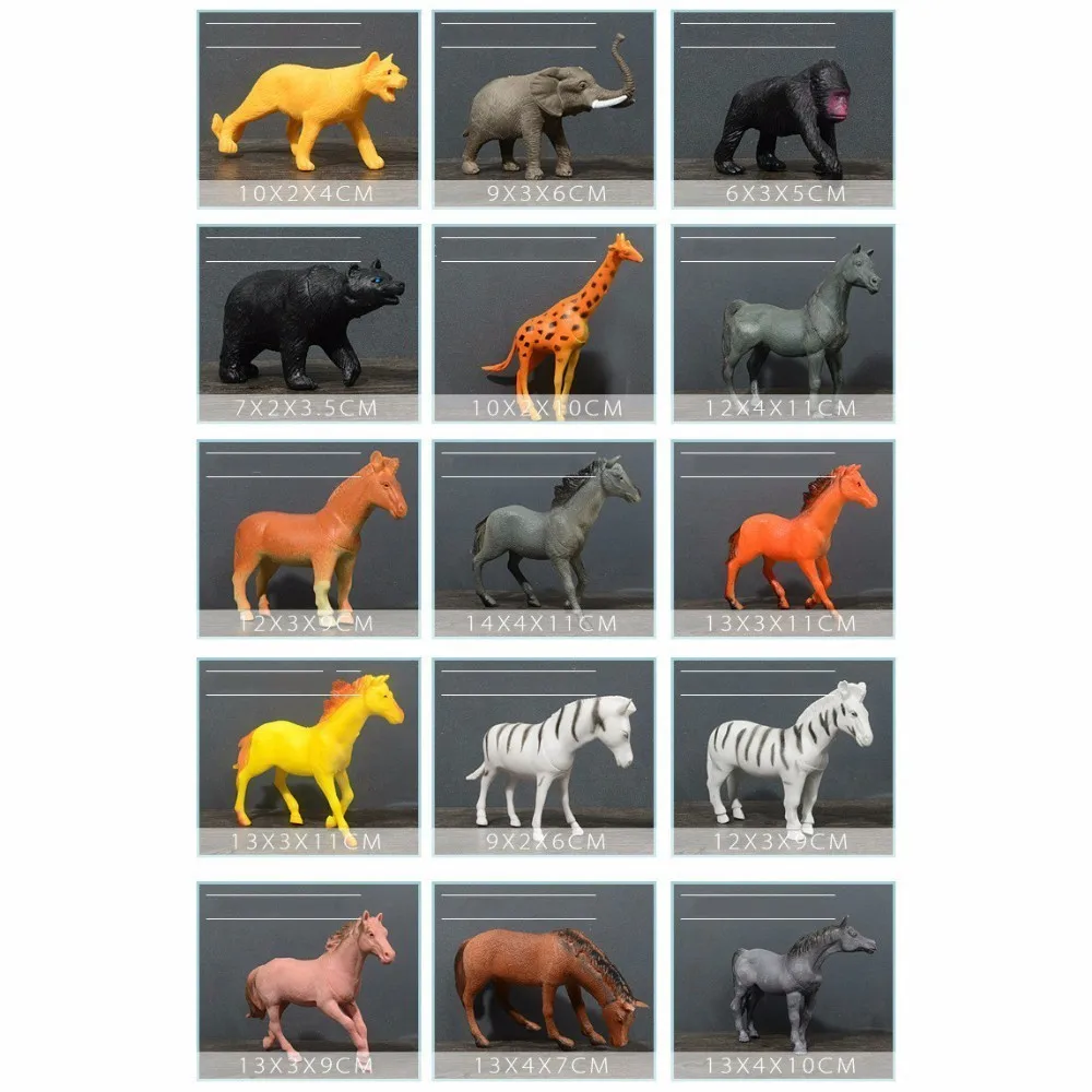 

40 Pcs/set 13cm Simulation Plastic Animals Model Toy Different Wild Forest Zoo Animals Green Material Toys Gift For Kid Children