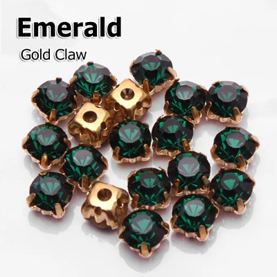 Emerald Горячая распродажа! Стразы 17 цветов, Золотые камни 4 мм/5 мм/6 мм/7 мм для украшения платьев, аксессуары для самостоятельной сборки - Цвет: Emerald