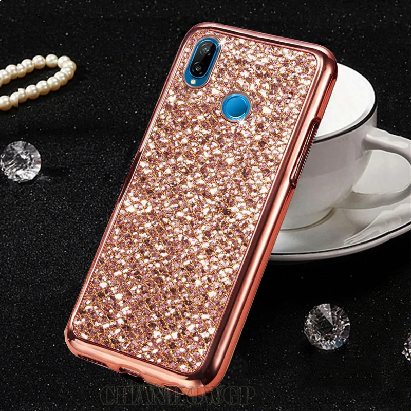 Блестящий сверкающий Мягкий силиконовый чехол для huawei P Smart mate 20 P20 Pro P10 P9 P8 Lite Honor 10 Lite на Honor 8 Lite - Цвет: rose gold