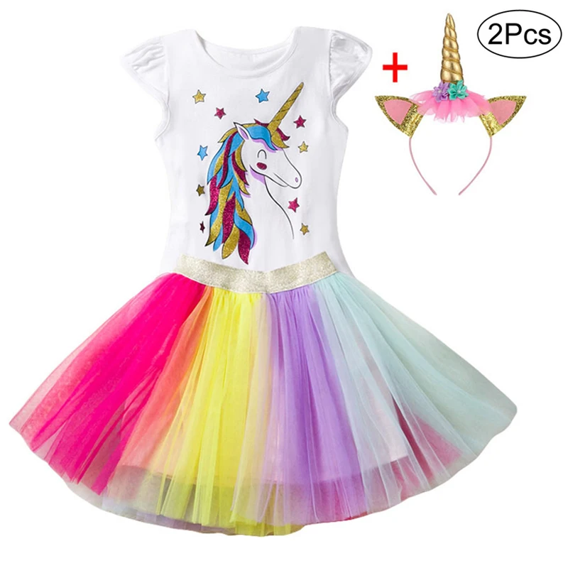 Платья с единорогом Платье для дня рождения Летние детские свадебные платья