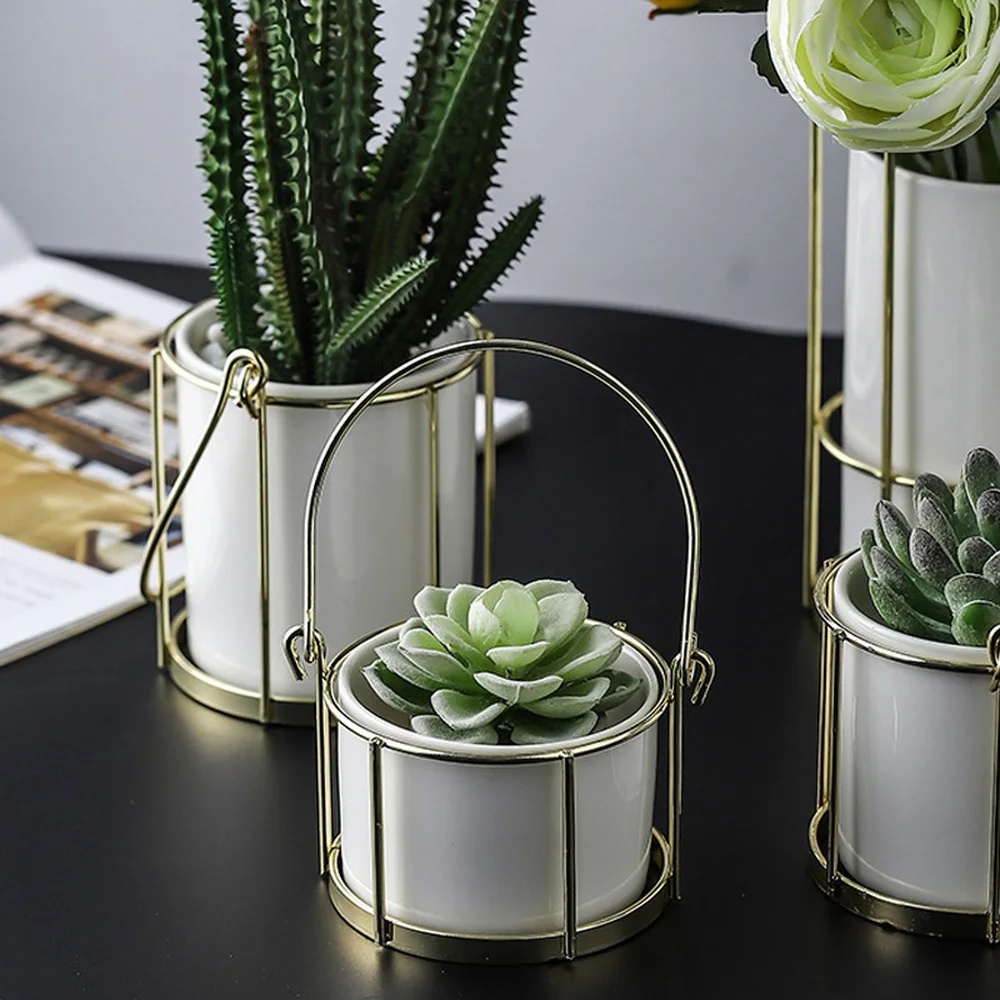 Скандинавский Настольный Минимализм стиль ваза Золотая железная керамика