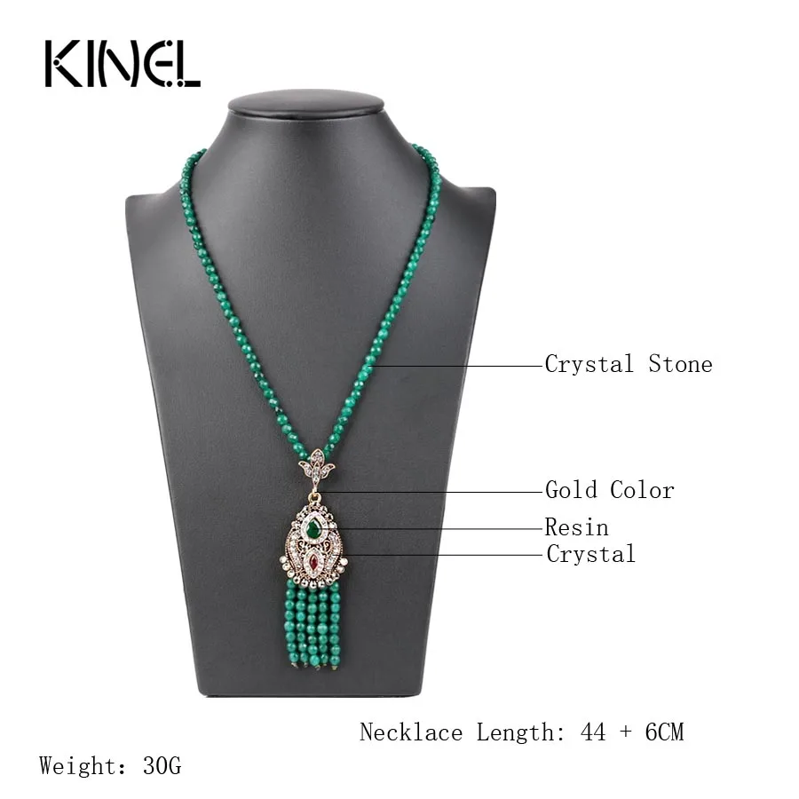 Роскошное ожерелье с африканскими бусинами и длинной кисточкой женское турецкое