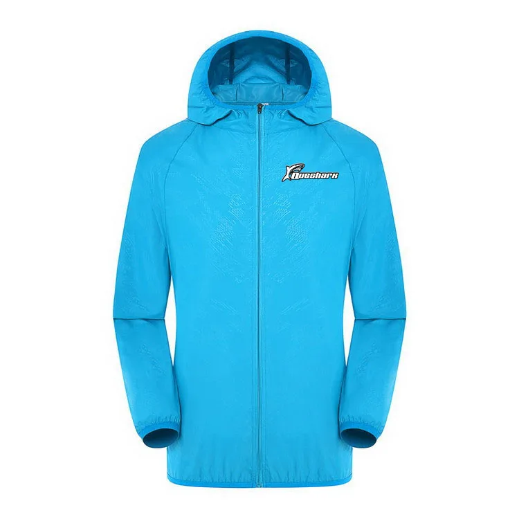 Light Blue Queshark открытый с капюшоном для мужчин и женщин быстросохнущая кожа Велоспорт куртки Анти-УФ водонепроницаемый ветрозащитный Джерси пальто Кемпинг Туризм Куртка - Цвет: Light Blue