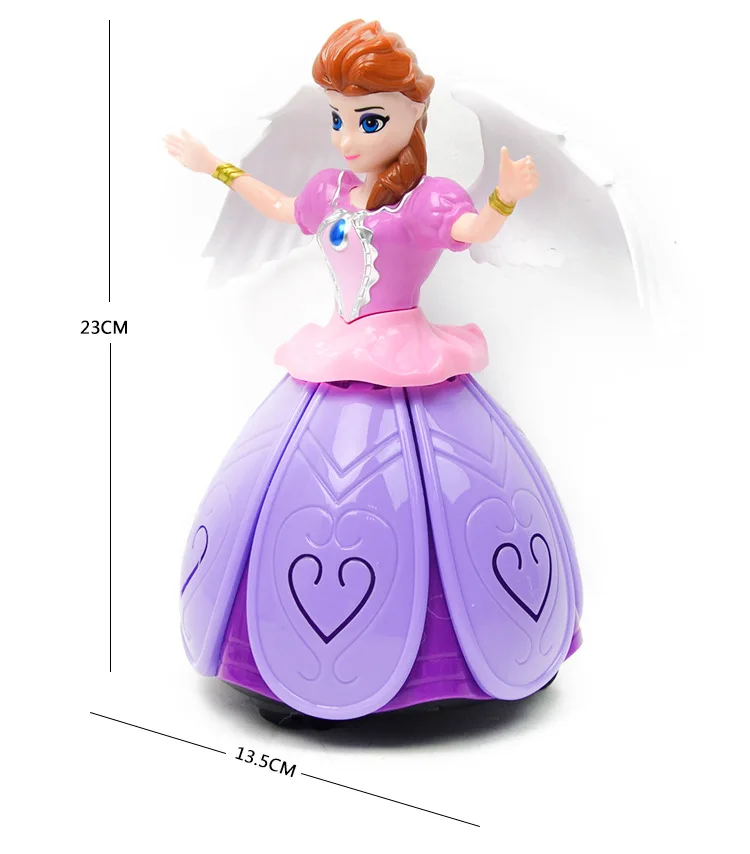 Disney игрушки для принцесс Холодное сердце Эльза и Анна Куколка с крылышками фигурку вращающийся танец проекции света музыкальная Модель Куклы для девочек