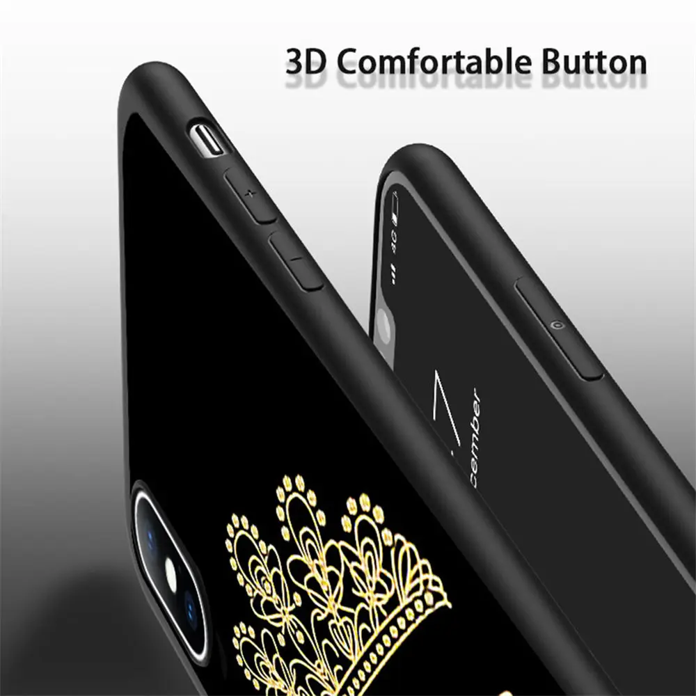 Moskado Роскошный корона девушка глаза королева чехол для телефона для iPhone 6 6s 7 8 Plus 5S SE X XR XS Max Мягкая силиконовая задняя крышка черный корпус