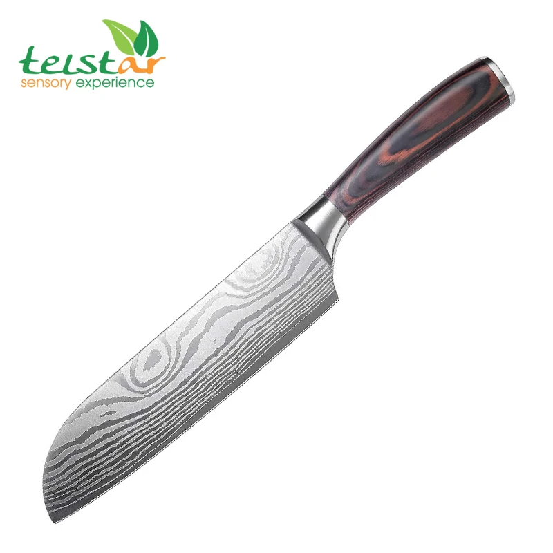 Немецкий 1 4116 ножи из нержавеющей стали для кухни Santoku нож 7 дюймов с Дамасским