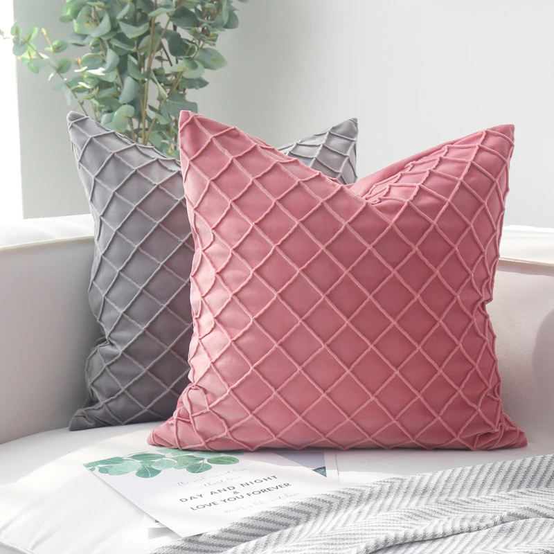 Наволочка для подушки 50x50 см с геометрическим рисунком бархатное покрытие