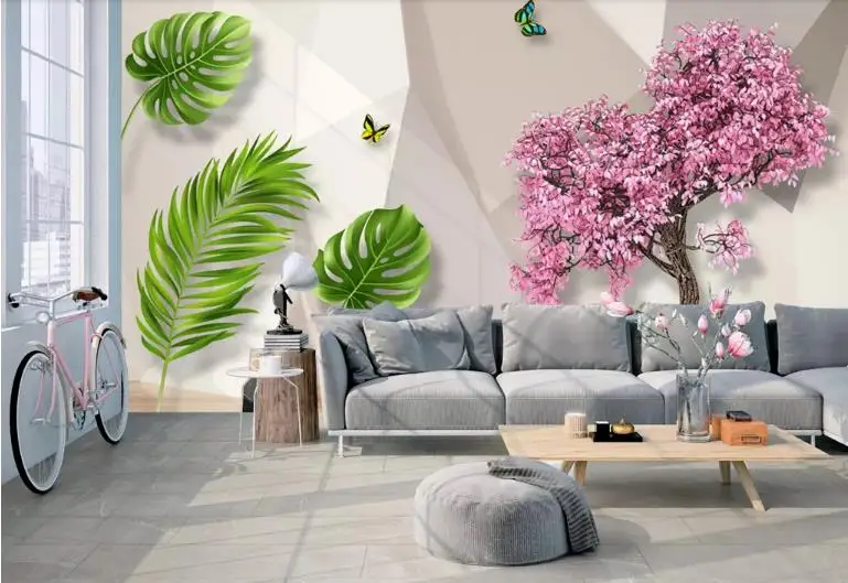 Пользовательские гостиной 3d обои банановые листья для стен 3 d фото ТВ фон росписи