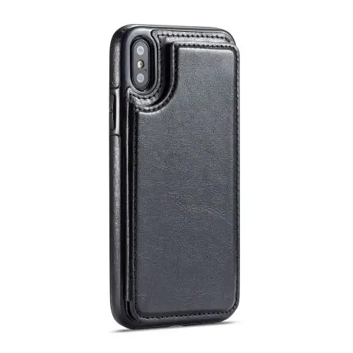 Black Для iphone XS Max XR X чехол из искусственной кожи кошелек задняя Магнитная откидная крышка тонкий чехол для iphone 8 7 Plus 6 6s чехол - Цвет: Black