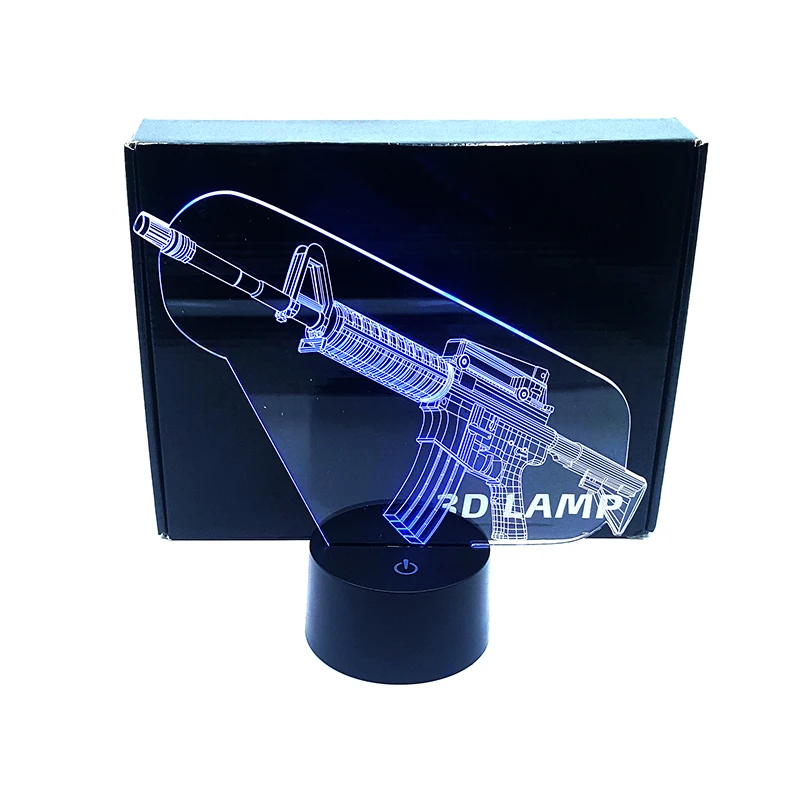 3D Светодиодная лампа с мультяшным пистолетом дизайн ночные светильники Декор