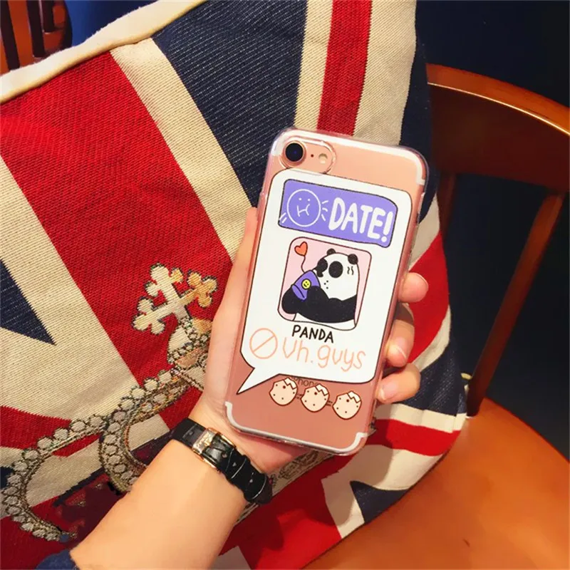 Прозрачный мягкий чехол для телефона из ТПУ с рисунком медведя панды iPhone 5 5S SE 6 S 7 8