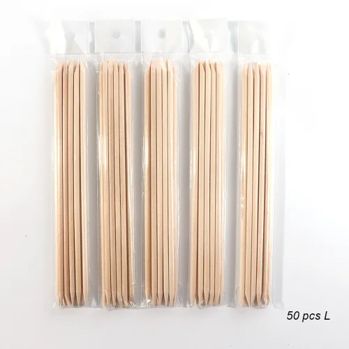 50 pcs L 3 размера, двухсторонние оранжевые палочки для дизайна ногтей, деревянные палочки для удаления кутикулы, набор для удаления кутикулы, инструмент для маникюра и педикюра TR709 - Цвет: 50 pcs L
