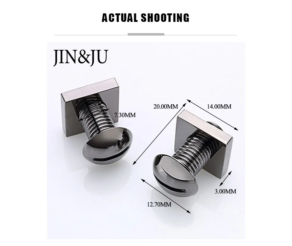 JIN& JU Новые запонки с металлической гайкой для мужчин с черным пистолетным покрытием Новинка крутой винт мужской костюм рубашка Зажимы для галстука и запонки