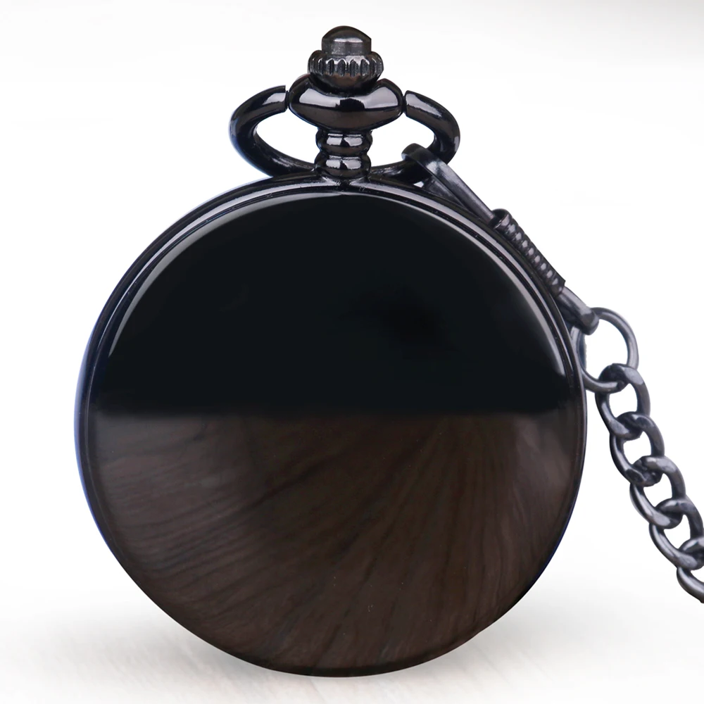 Black Men Women Pocket Watch Hunter Single Open Mechanical Pocket Watches Engraved Roman Numerals Hand Wind Pocketwatch