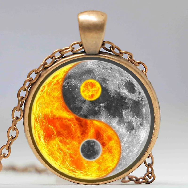 1 шт./лот Yin Yang Fire and Water ожерелье водный кулон стеклянный кабошон с фото