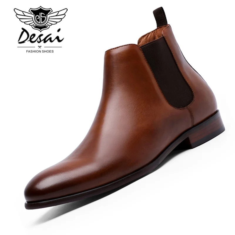 

DESAI Brand New Men's Chelsea Boot Genuine Calf Leather Bottom Outsole Calf Leather Upper Leather Inner Handmade multiply Colors