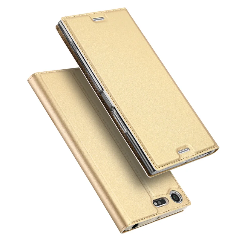 Модный кожаный чехол для Sony Xperia XZ Премиум чехол роскошный Флип держатель для карт подставкой Чехлы TPU для Sony Xperia XZ премиум-класса - Цвет: Gold