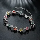 Новинка, посеребренное ювелирное изделие, Посеребренная цепочка-манжета, очаровательный клетчатый браслет с цветными камнями, ювелирные изделия H220