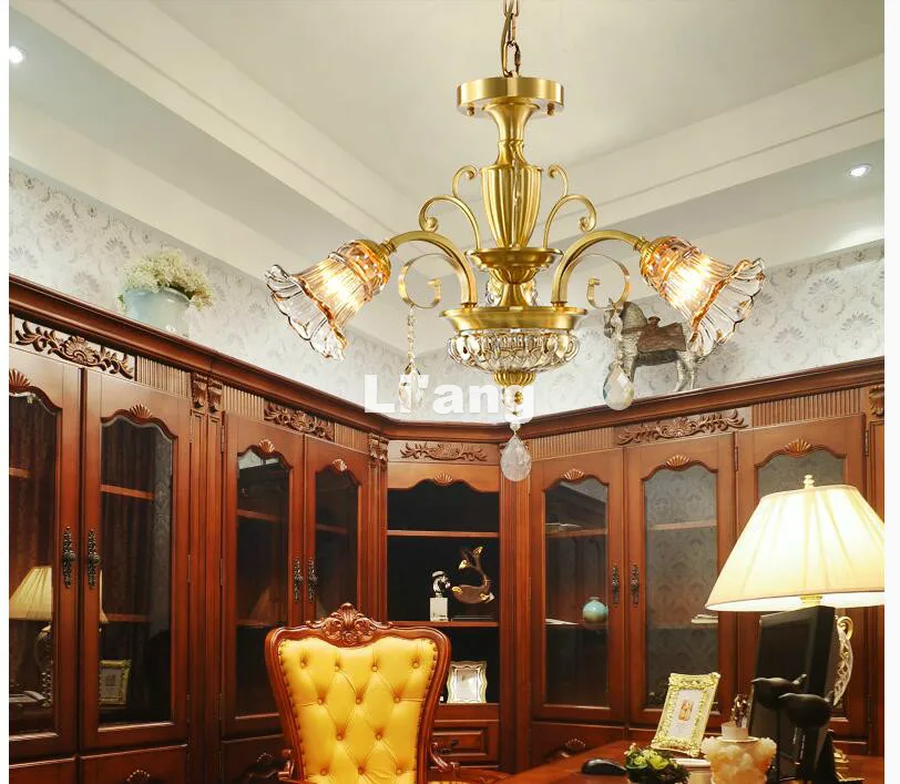 Бесплатная доставка латунная люстра европейская Современная античная винтажная