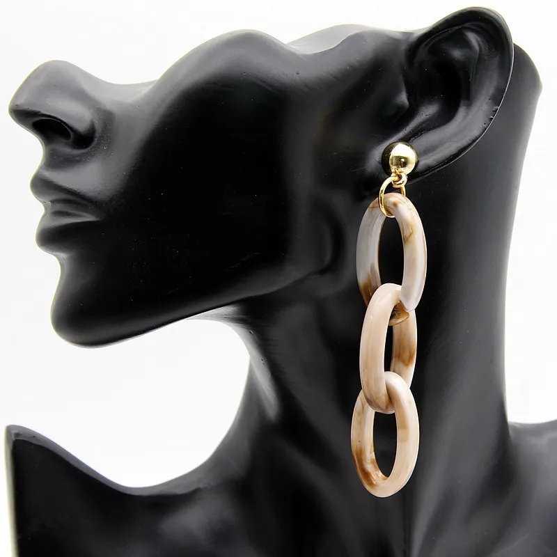 

Ethnic Simple Long Earrings Female Brincos Personality Big Acrylic Link Chain Line Stud Earring For Women Party Accessories