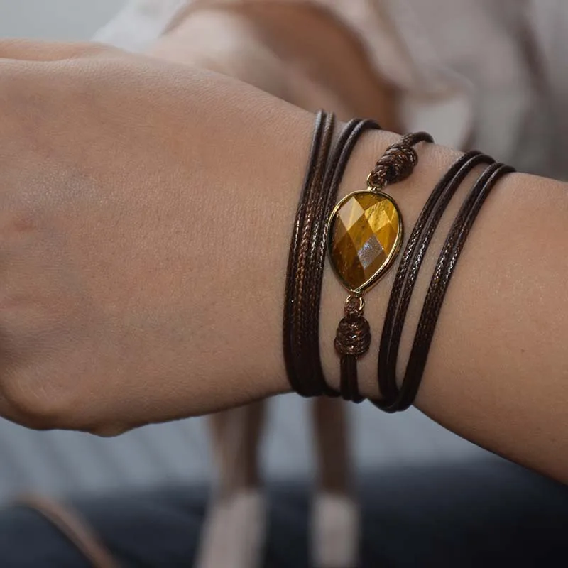 Дропшиппинг Wrap Браслеты натуральные камни Шарм 5 раз браслет дружбы Boho Homme|Гибкие