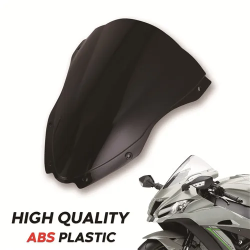 black МОТОЦИКЛ ABS ветровое стекло двойной пузырь лобовое стекло Обтекатели для Kawasaki ZX10R ZX 10R ZX-10R - Цвет: black
