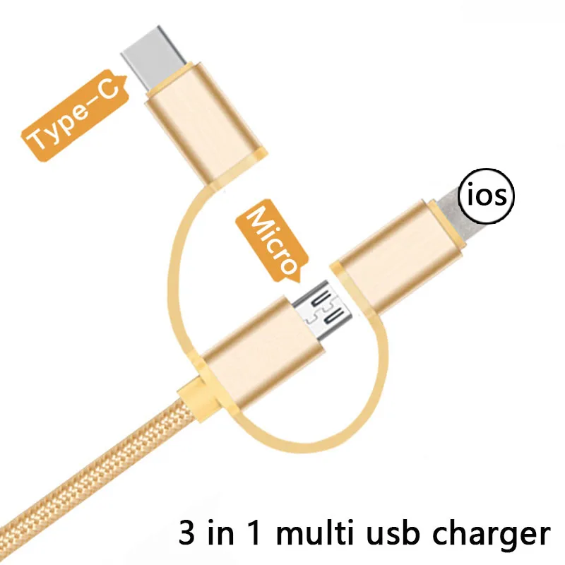 USB Кабель зарядного устройства для iphone XS X 5 6 7 мульти Зарядка 3 в 1 кабель Micro type C