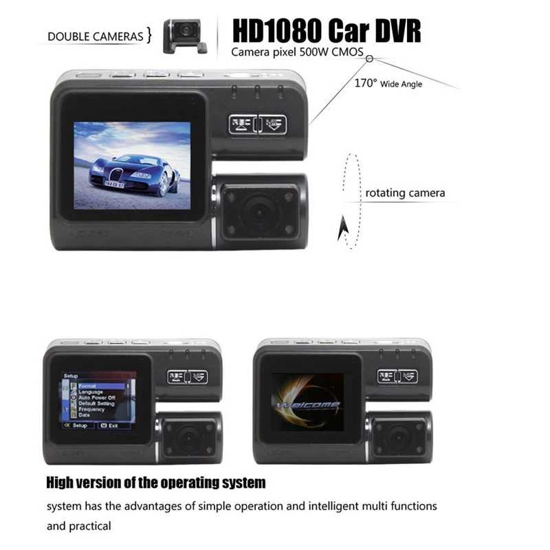 2 0 дюймов HD 1080P ЖК дисплей сдвоенный объектив Автомобильный видеорегистратор