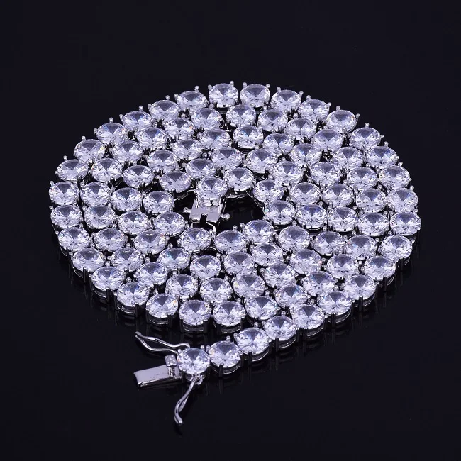 6 мм Iced Zirkoon 1 Rij теннисная цепочка Ketting Hip Hop Sieraden God Zilver Koper Materiaal Mannen Cz Ketting Link 20 дюймов - Окраска металла: Silver