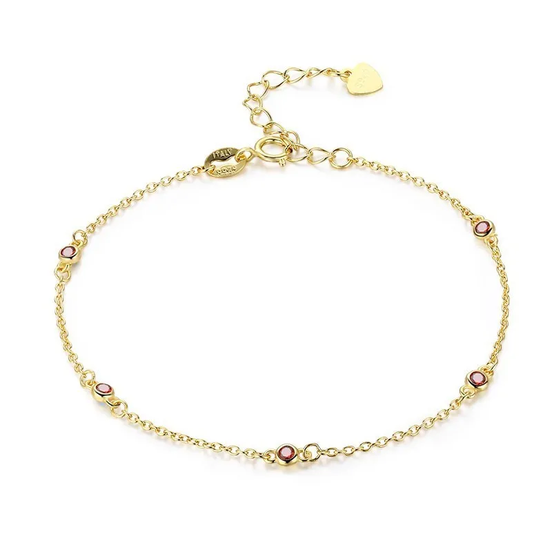 red cz gold chain 4 цвета, тонкий 925 пробы, серебряный, CZ бисер, цепочка, браслет для женщин, девушек, дружба, ювелирное изделие, Pulseira Bransoletki Damskie - Окраска металла: red cz gold chain