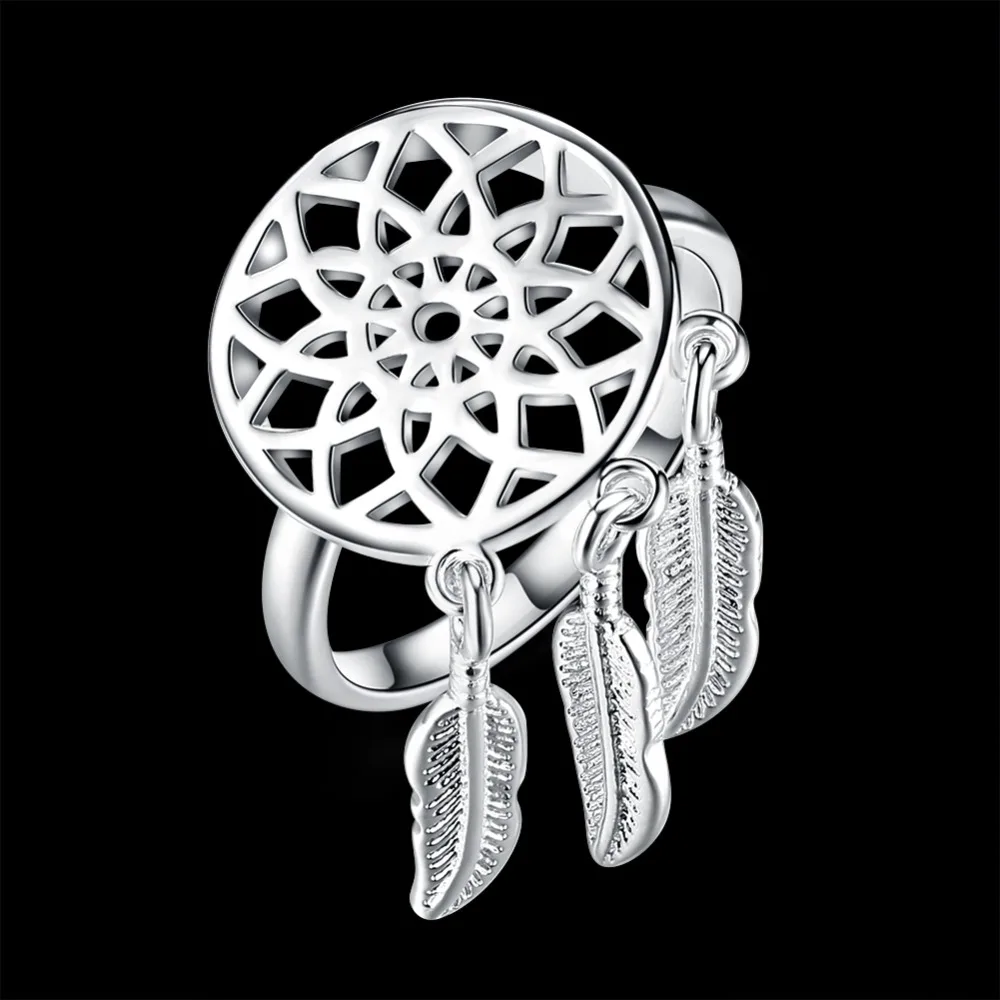 Женские обручальные кольца M925 с серебряным покрытием ювелирные изделия перьями