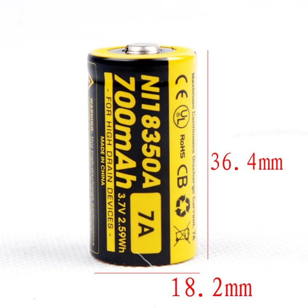 Nitecore NI18350A IMR 18350 IMR18350 700 мА/ч 7A батареи для высокое Дренажные устройства 1 шт.|battery