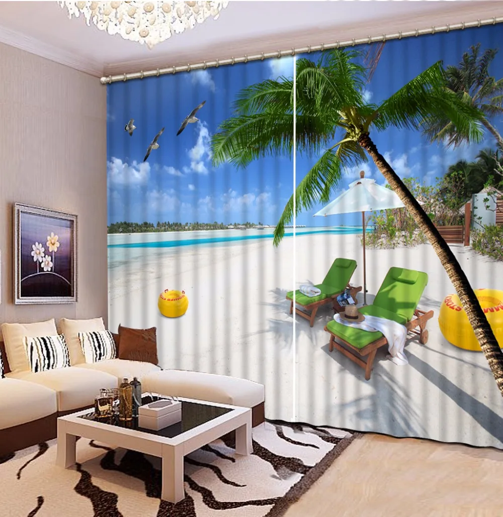 Современные принтованные занавески пляжные 3D оконные шторы Детские на заказ