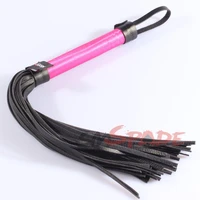 free shipping artificial leather flogger handmade wooden handle pu tails whip flirting sex toys horse racing flogger