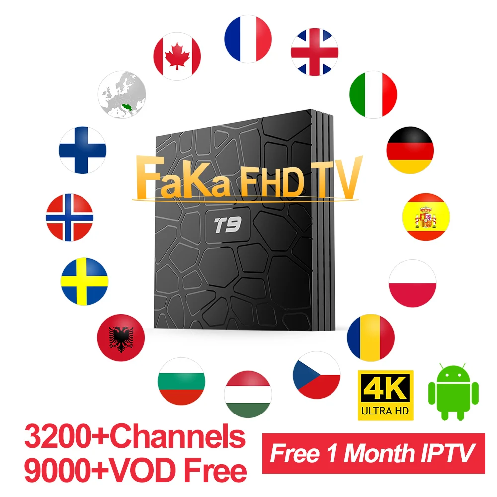 IP ТВ Франция Испания бесплатно 1 месяц код T9 RK3328 Android 8 коробка арабский Канада