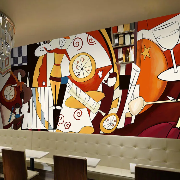 3D обои на заказ для диеты пиццы ресторана ручная работа абстрактные фигурки