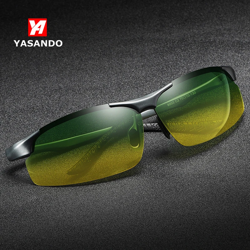 YASANDO Day and night Sunglasses Men Polarized Aluminum magnesium Frame Night vision Glasses Profession Driver Eyewear GS8003 | Аксессуары