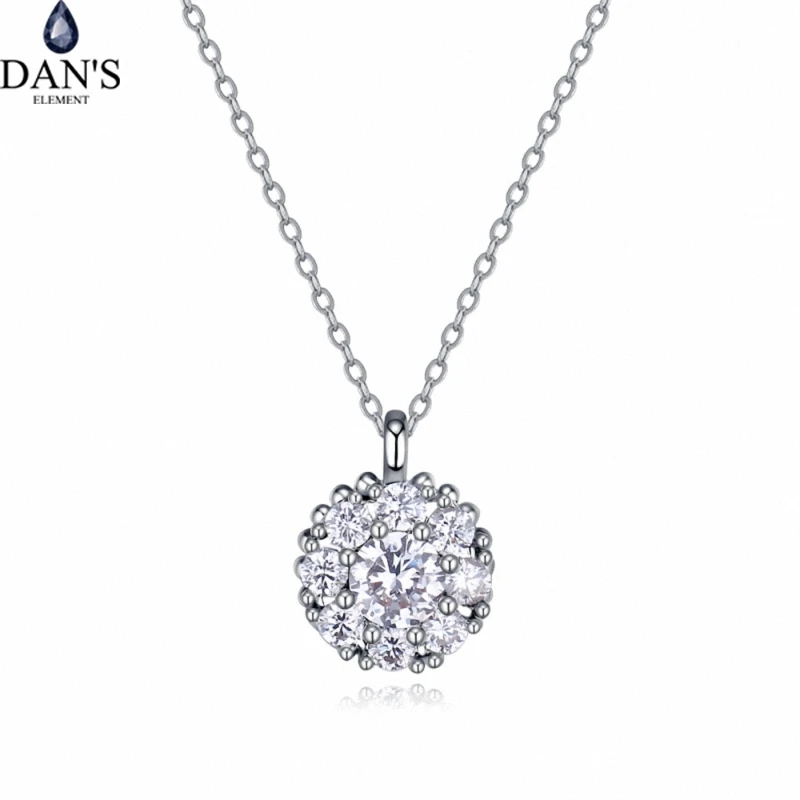 

Dan's Element Real Brand AAA Zirconia Micro Inlays Fashion Flower Round Pendant S925 Necklace for women Valentine's Gift 132904