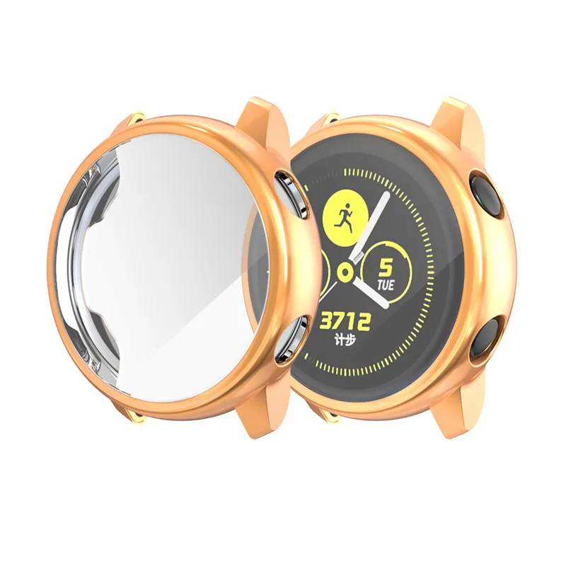 Rose gold Мягкий ТПУ чехол для часов с защитой от царапин для samsung galaxy watch активная Защитная пленка для мобильного HD полный Чехол, бампер чехол Крышка Аксессуары - Цвет: Rose gold