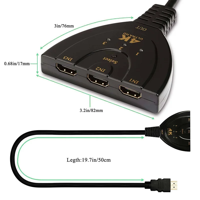 Etmakit 3 порта HDMI переключатель сплиттер кабель 4K * 2K 2160P мульти Коммутатор