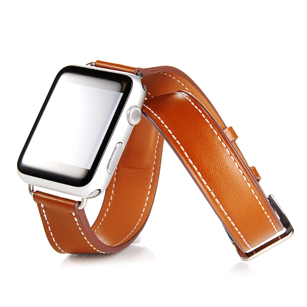 Ремешок из натуральной кожи для apple watch 4 band iwatch series 5 4 3 2 correa apple watch 42 мм 38 мм 44 мм 40 мм двойной тур ремешок для часов